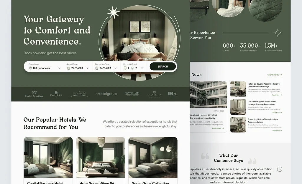 Hotel booking website design