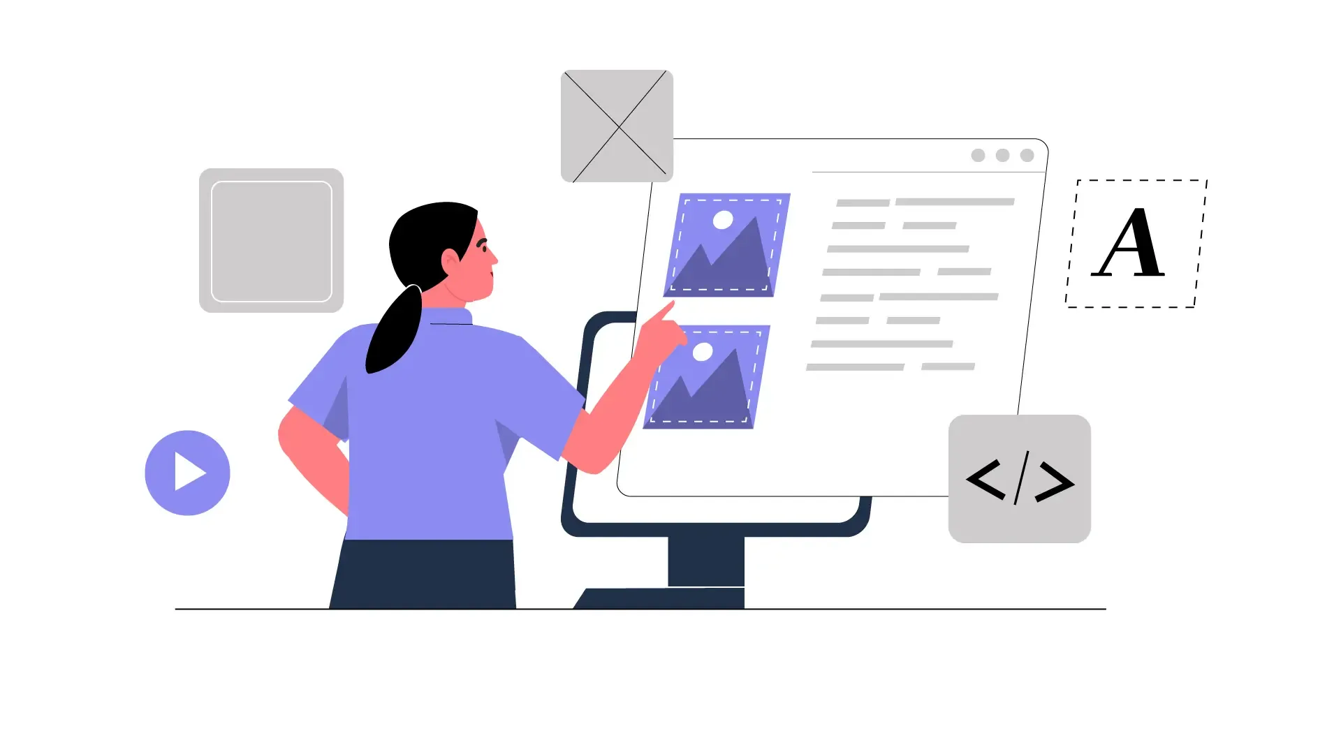 UI/UX Design 2 Woman Presenting UI UX Design in Flat Style 2D Illustration HD
