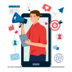 Social Media Marketing (SMM) 5 illustration of digital marketing in social media platform free png