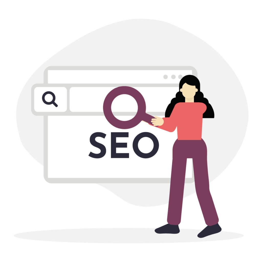 Search Engine Optimization (SEO) 2 seo search optimization woman browser flat web illustration